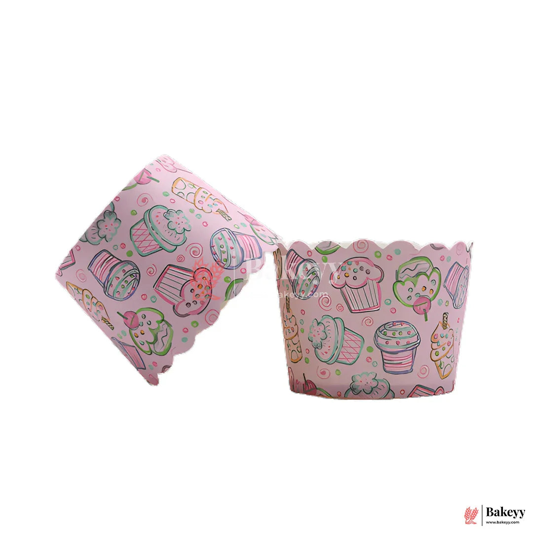 6 Cm| Ice cream Design Flower Muffin Cup| Pack of 50