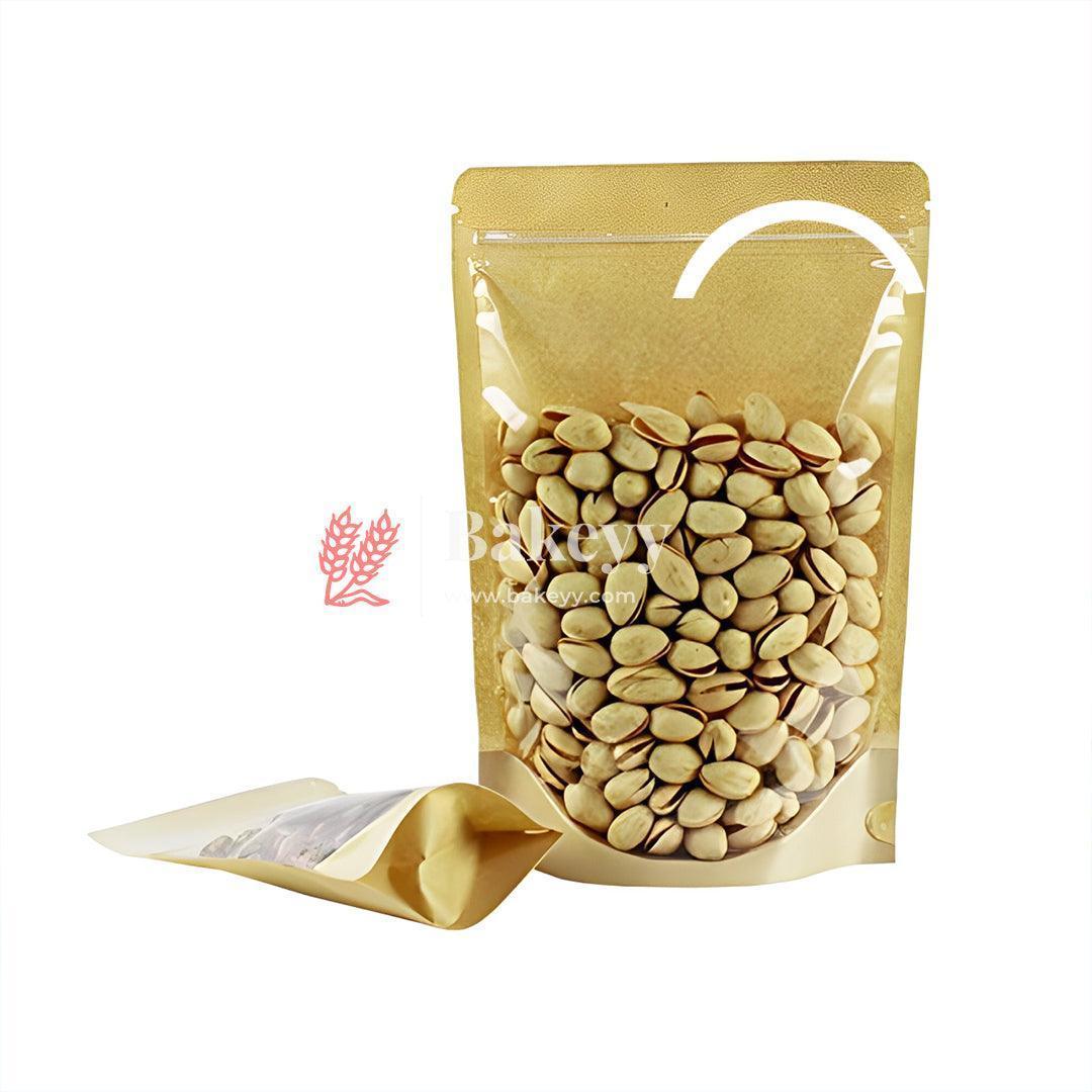 1Kg|26x18Cm| Premium Stand-Up Kraft Pouch With Full Window | Resealable, Durable & Food-Safe Packaging - Bakeyy.com - India - 1Kg|26x18Cm| Premium Stand-Up Kraft Pouch With Full Window | Resealable, Durable & Food-Safe Packaging - Pack Of 100