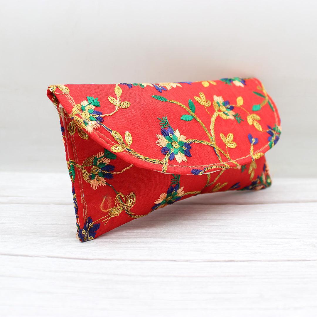 Fancy Envelop Style Purse Return Gifts For Ladies Floral With Red Col Bakeyy