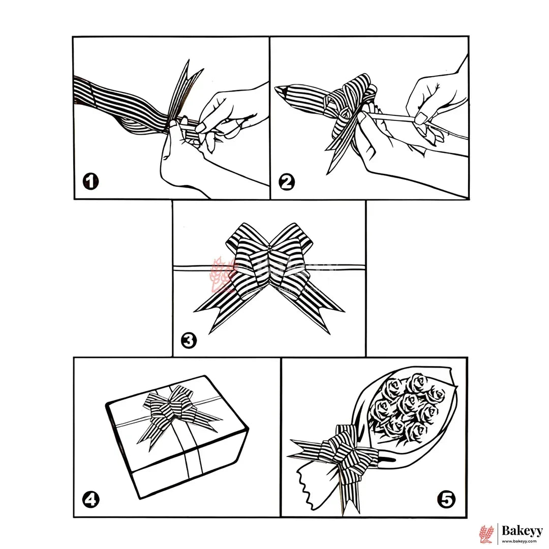 Printed Dark Pink | Pull-Up Ribbon Mixed Designs | Pack of 10 - Bakeyy.com - India - Printed Dark Pink | Pull-Up Ribbon Mixed Designs | Pack of 10 - 18.5cm