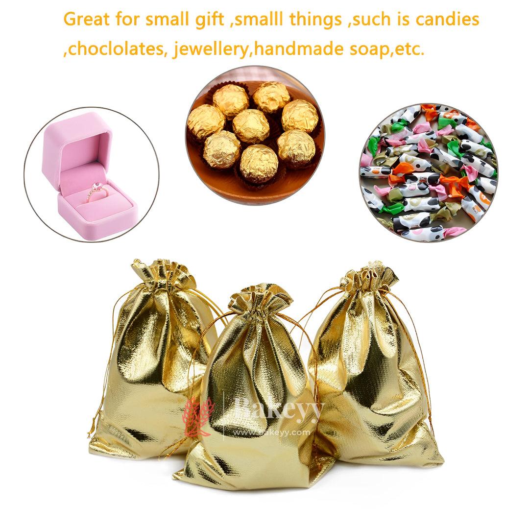 4x6 Inch Gold Drawstring Organza Jewelry Pouches Wedding Party Christmas Favor Gift Candy Chocolate Bags| Premium Gold Metallic Drawstring Gift Bags – Versatile and Stylish Packaging |Pack of 50| - Bakeyy.com - India - 4x6 Inch Gold Drawstring Organza Jewelry Pouches Wedding Party Christmas Favor Gift Candy Chocolate Bags| Premium Gold Metallic Drawstring Gift Bags – Versatile and Stylish Packaging |Pack of 50| - Default Title