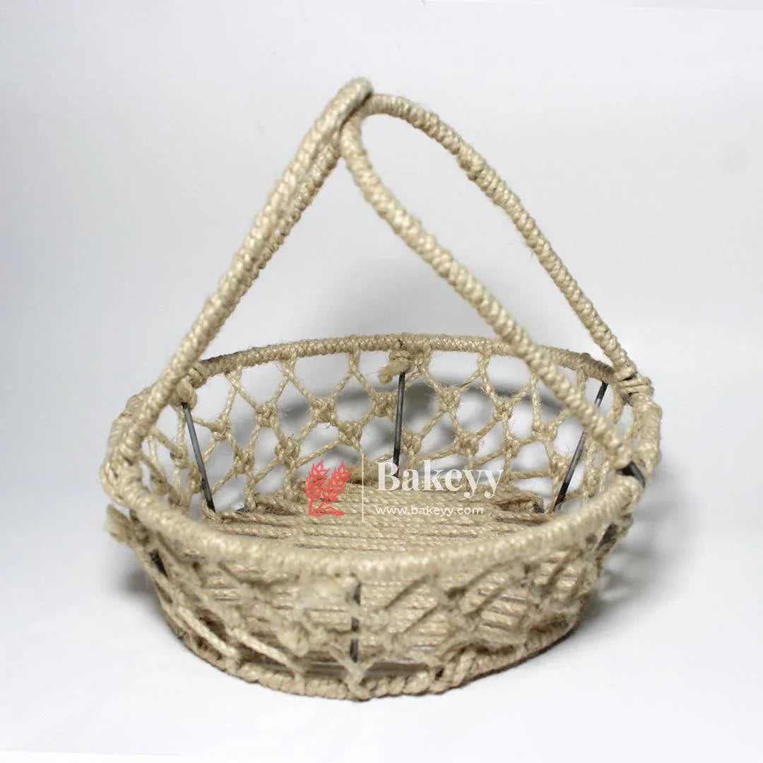 Decorative Jute Metal Hamper Basket For Gifting | Handcrafted Round Basket – Stylish & Functional Storage - Bakeyy.com - India - Decorative Jute Metal Hamper Basket For Gifting | Handcrafted Round Basket – Stylish & Functional Storage - Large