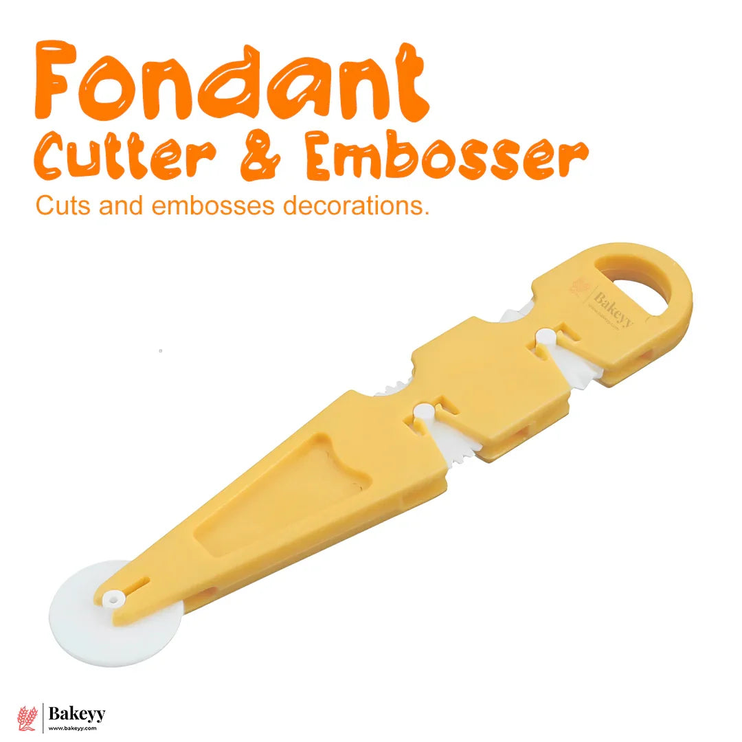 Fondant Cutter & Embosser Tool – With 3 Interchangeable Wheels | For Cake Decorating, Fondant, and Pastry Design