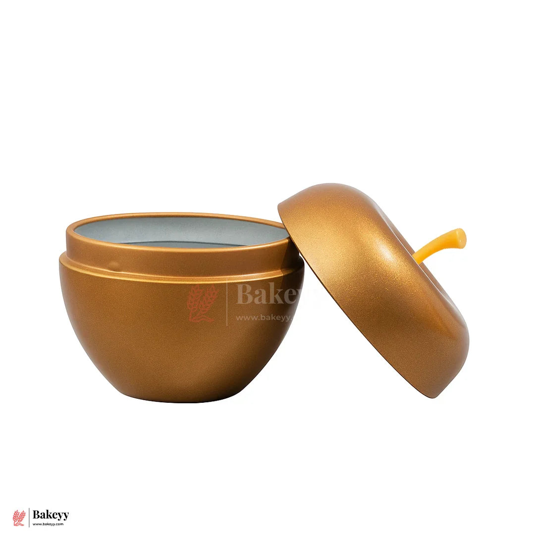 6cm Golden Apple-Shaped  Empty Candle Tin |  Reusable Decorative Container for Scented Candles, Gifts & Storage| Pack Of 12