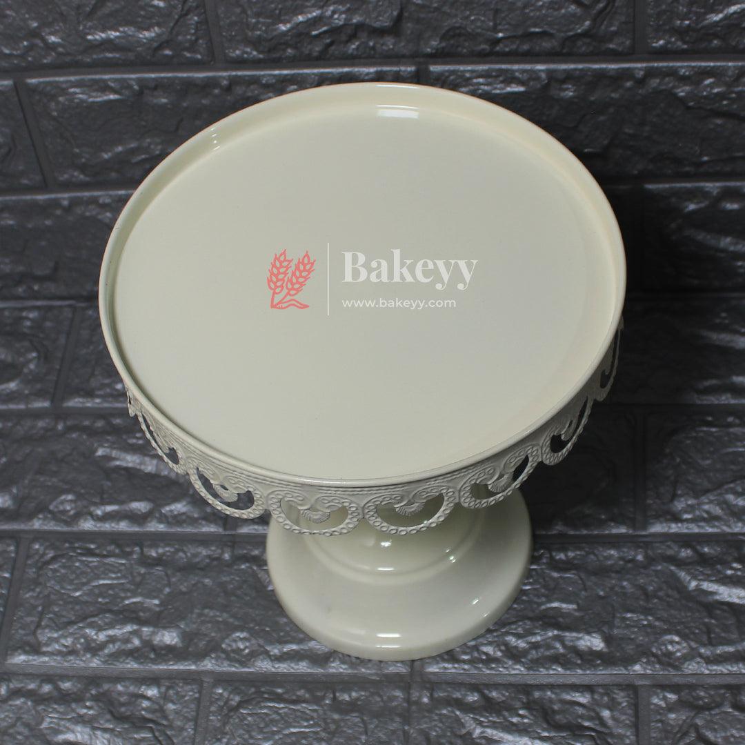 Elegant Ivory Cake Stand With Decorative Trim | Perfect For Celebrations - Bakeyy.com - India - Elegant Ivory Cake Stand With Decorative Trim | Perfect For Celebrations - Small