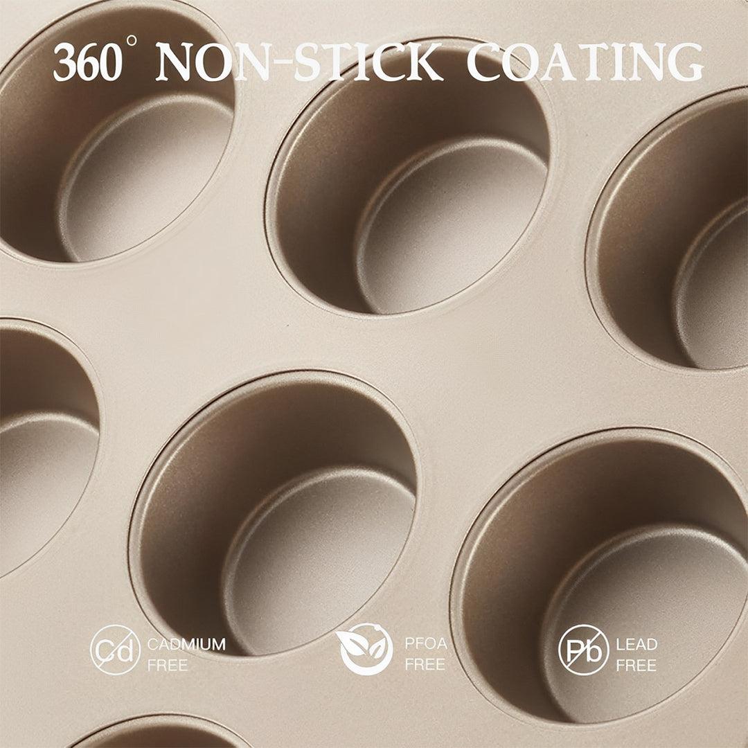 12 Slot Tray Cup Muffin Pan Tins Mould | Baking Cupcake | Non-Stick Mould | Reusable Tray Pan Mould | Non-Stick| Chrome Gold, Black Colour - Bakeyy.com - India - 12 Slot Tray Cup Muffin Pan Tins Mould | Baking Cupcake | Non-Stick Mould | Reusable Tray Pan Mould | Non-Stick| Chrome Gold, Black Colour - Chrome Gold