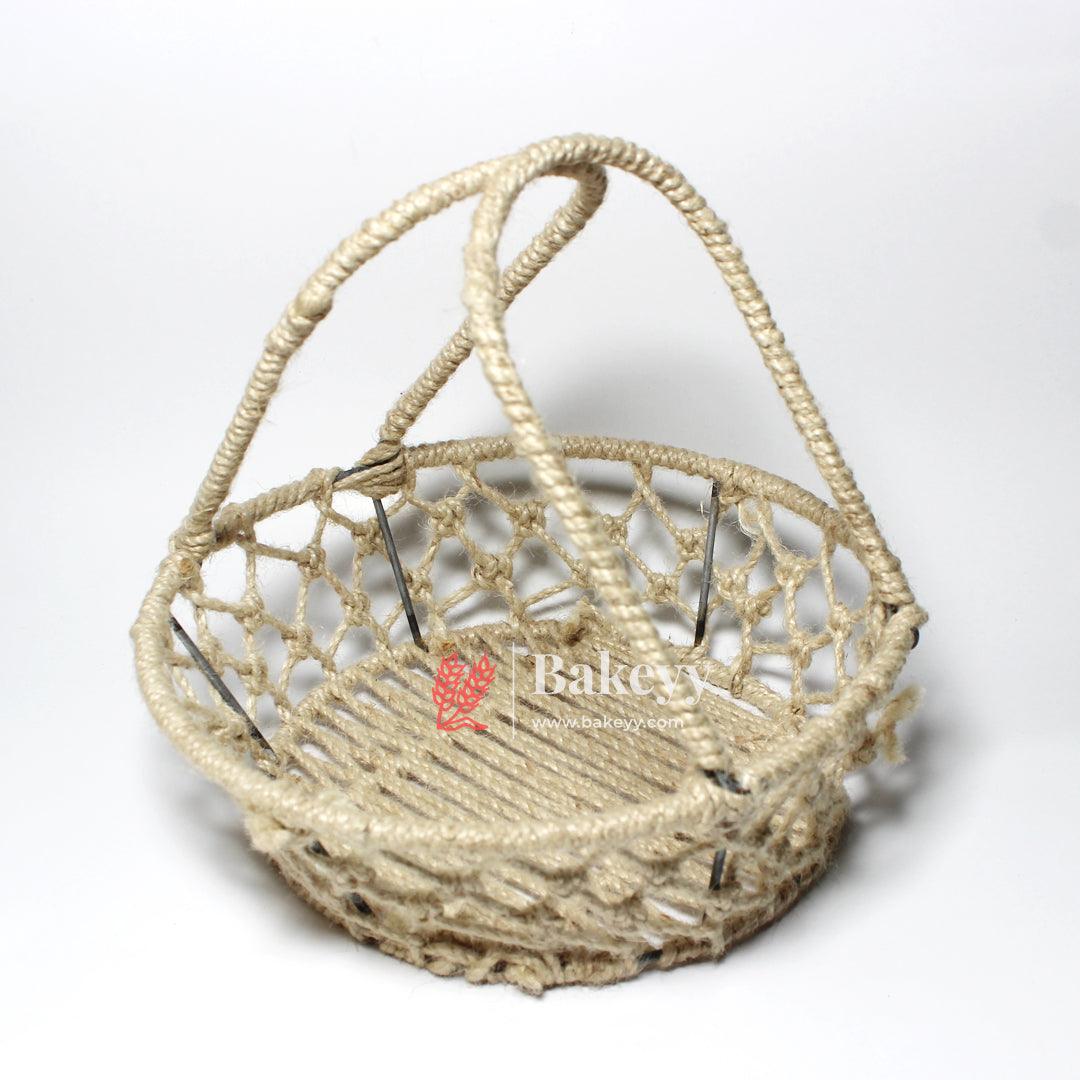 Decorative Jute Metal Hamper Basket For Gifting | Handcrafted Round Basket – Stylish & Functional Storage - Bakeyy.com - India - Decorative Jute Metal Hamper Basket For Gifting | Handcrafted Round Basket – Stylish & Functional Storage - Large