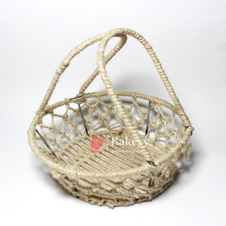 Decorative Jute Metal Hamper Basket For Gifting | Handcrafted Round Basket – Stylish & Functional Storage - Bakeyy.com - India - Decorative Jute Metal Hamper Basket For Gifting | Handcrafted Round Basket – Stylish & Functional Storage - Large