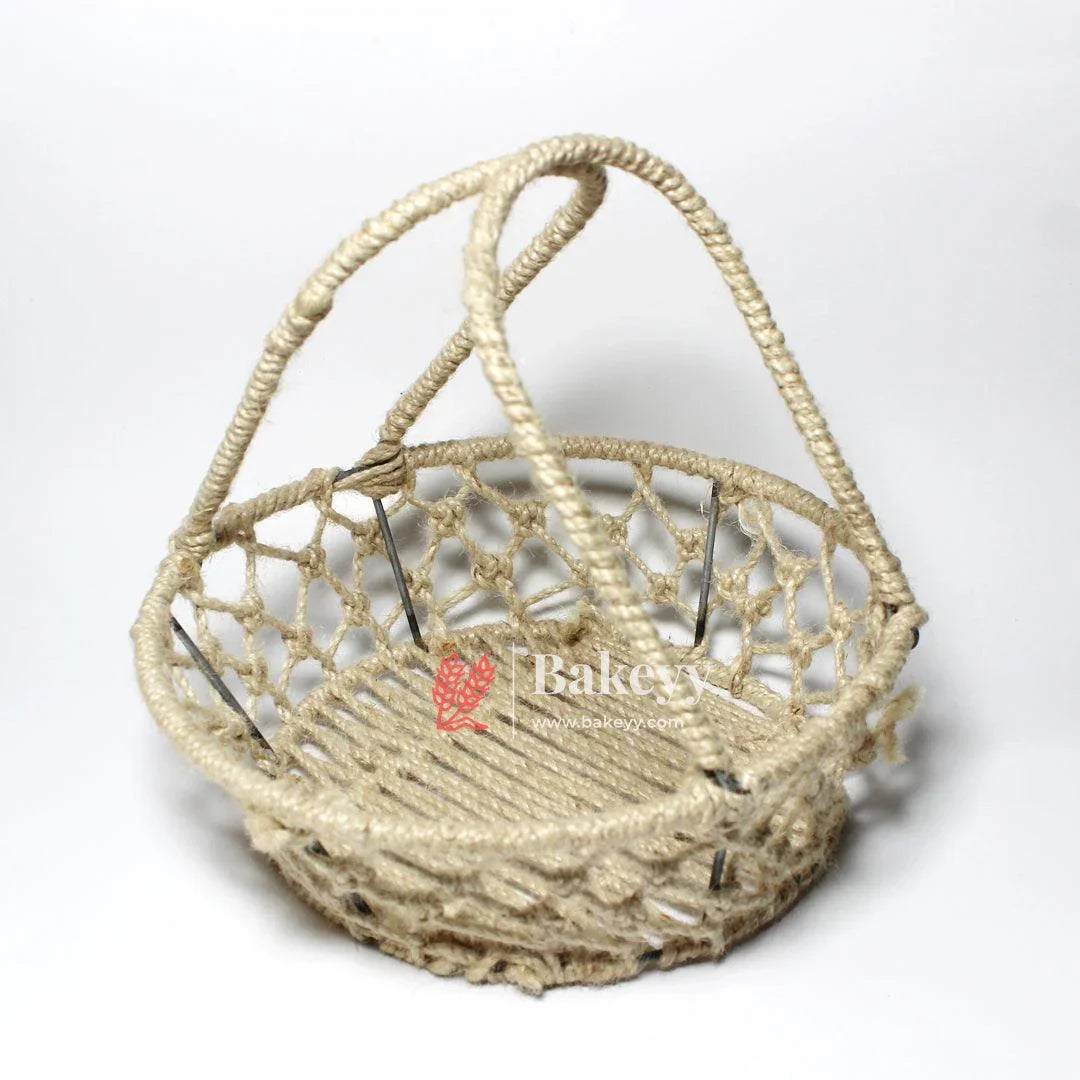 Decorative Jute Metal Hamper Basket For Gifting | Handcrafted Round Basket – Stylish & Functional Storage - Bakeyy.com - India - Decorative Jute Metal Hamper Basket For Gifting | Handcrafted Round Basket – Stylish & Functional Storage - Large