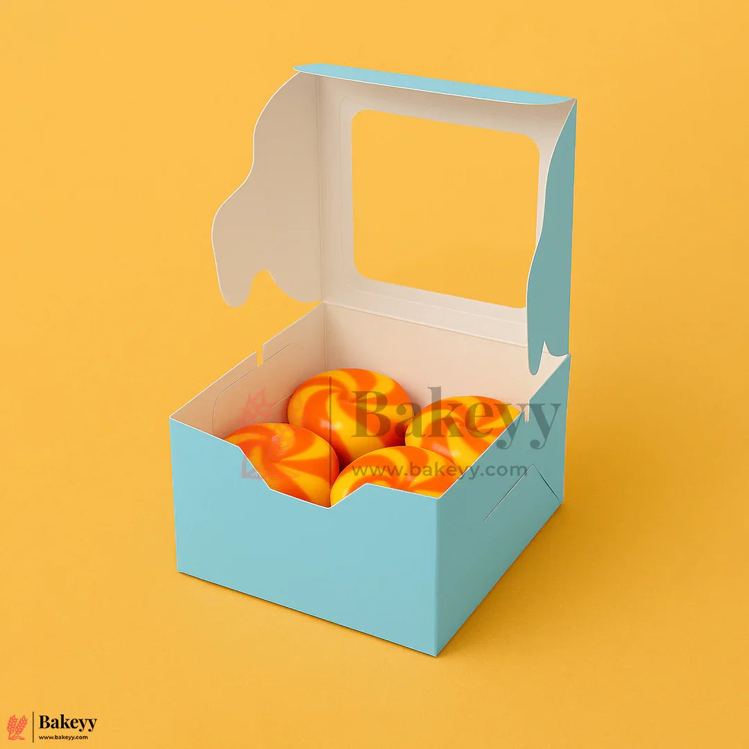 3x3x2 inch | 1 Sky Blue Single Brownie Box with Window | cookie packaging box | cookie box with clear window | Gift box | Pack of 50