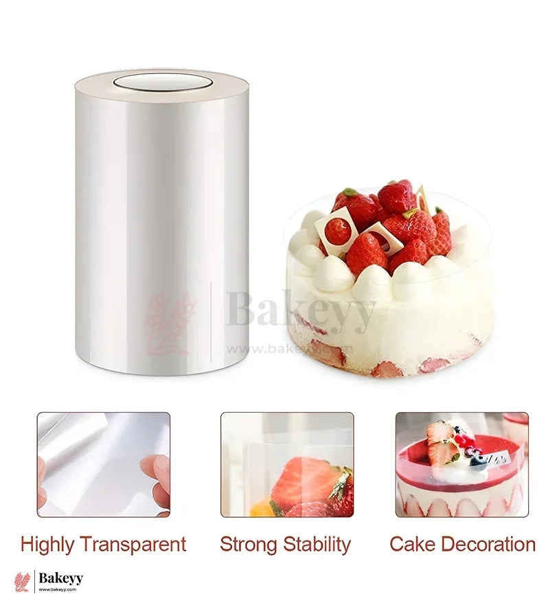 Transparent Cake Collars Roll – 8cm (3.5 inch) Acetate Film for Cake Decoration & Dessert Layering| 10 Meter Roll