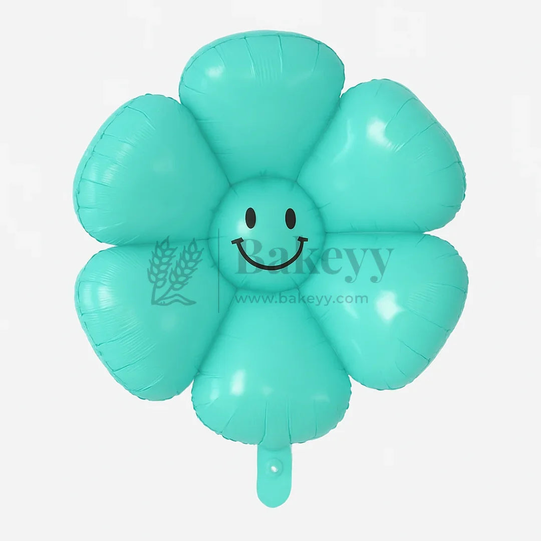 Happy Flower Foil Balloon | Smiling Daisy Balloon | Event & Celebration Decoration - Bakeyy.com - India - Happy Flower Foil Balloon | Smiling Daisy Balloon | Event & Celebration Decoration - Teal