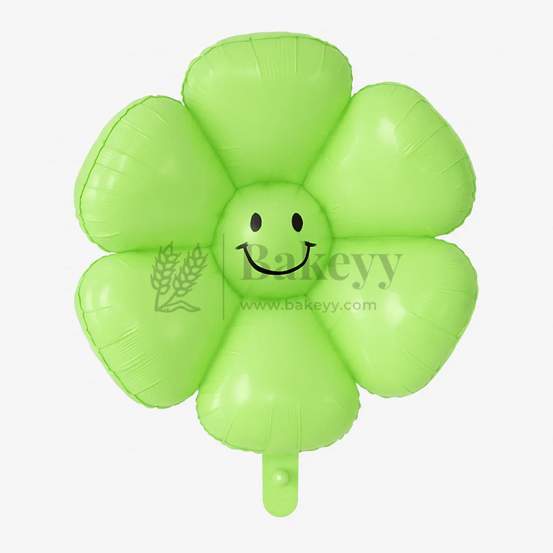 Happy Flower Foil Balloon | Smiling Daisy Balloon | Event & Celebration Decoration - Bakeyy.com - India - Happy Flower Foil Balloon | Smiling Daisy Balloon | Event & Celebration Decoration - Green