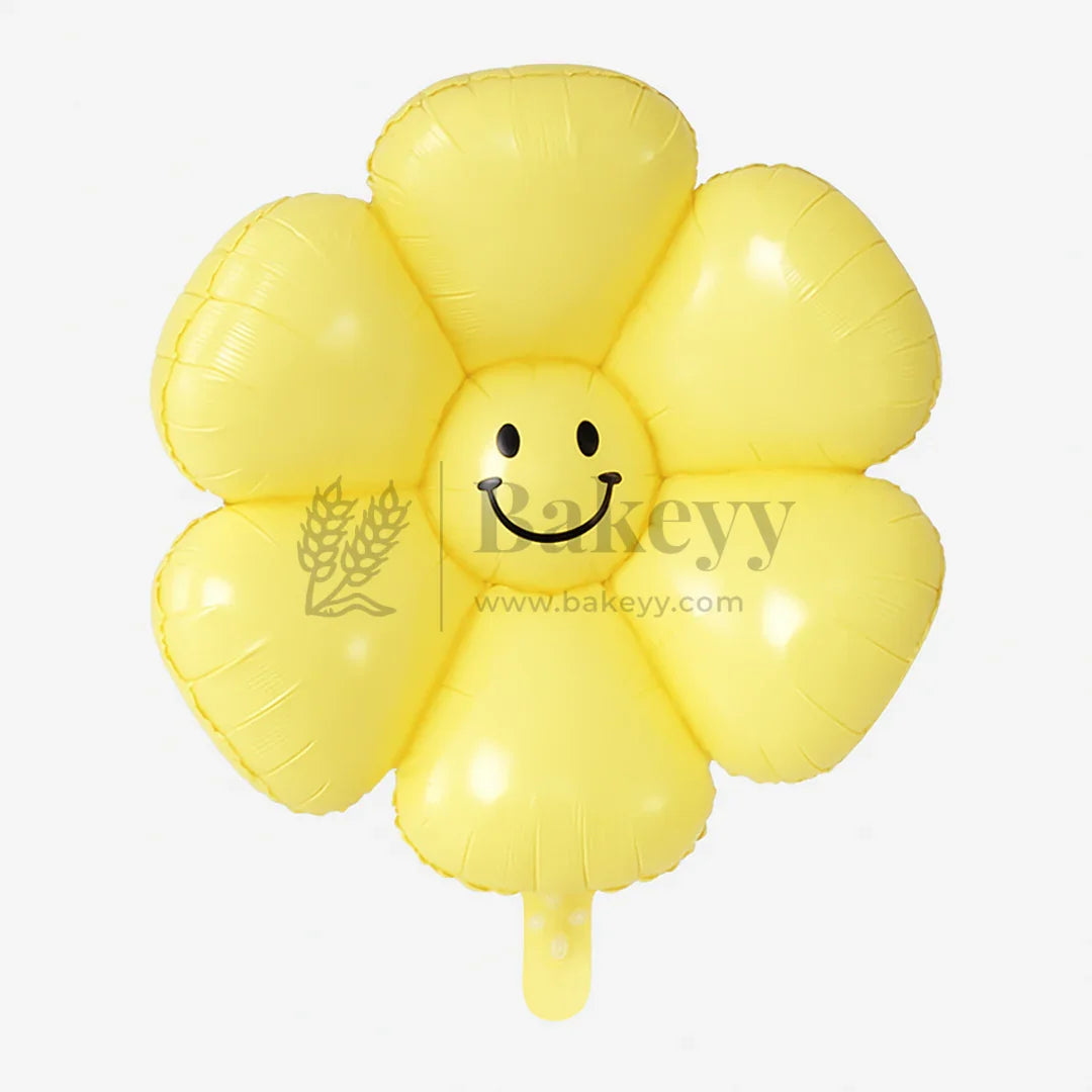 Happy Flower Foil Balloon | Smiling Daisy Balloon | Event & Celebration Decoration - Bakeyy.com - India - Happy Flower Foil Balloon | Smiling Daisy Balloon | Event & Celebration Decoration - Yelow