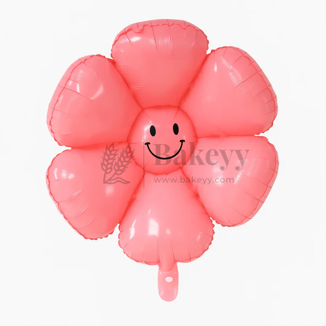 Happy Flower Foil Balloon | Smiling Daisy Balloon | Event & Celebration Decoration - Bakeyy.com - India - Happy Flower Foil Balloon | Smiling Daisy Balloon | Event & Celebration Decoration - Pink