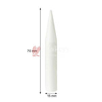 White cylindrical object with measurement details on a white background