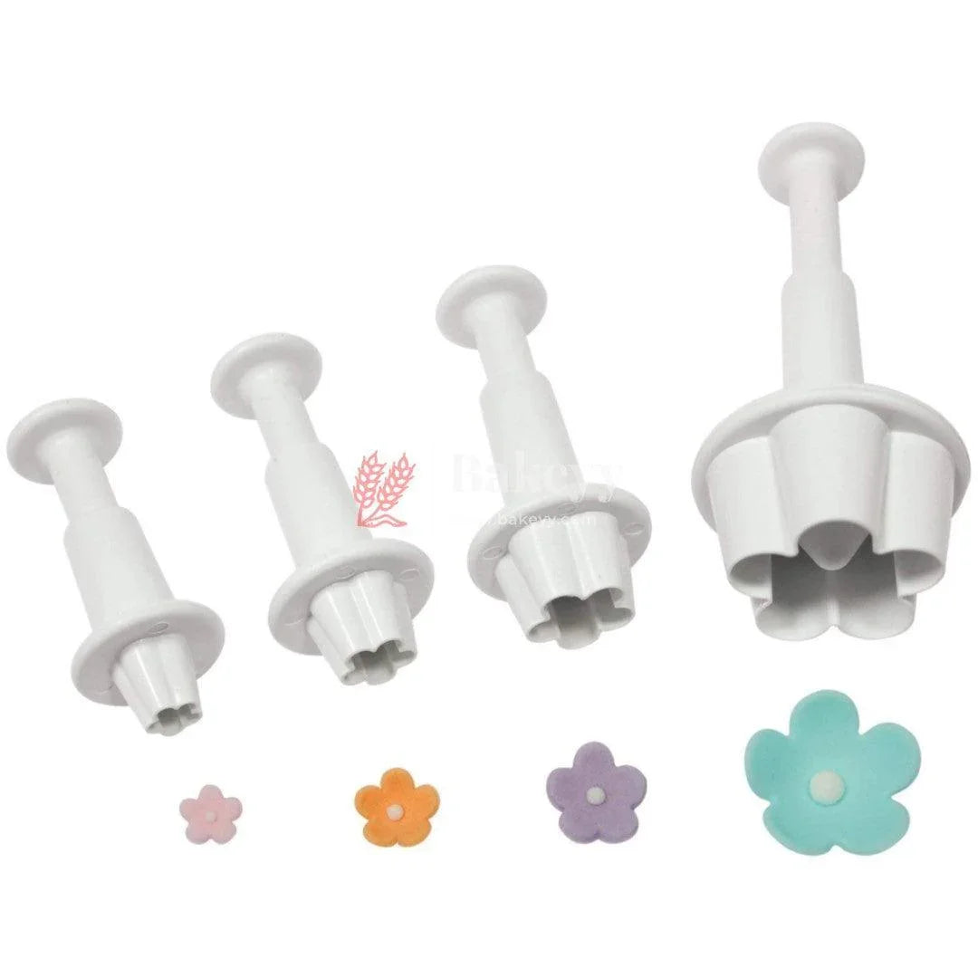 Flower Plunger Cutter Fondant Mould 4 pcs - Bakeyy.com - India - Flower Plunger Cutter Fondant Mould 4 pcs - Default Title