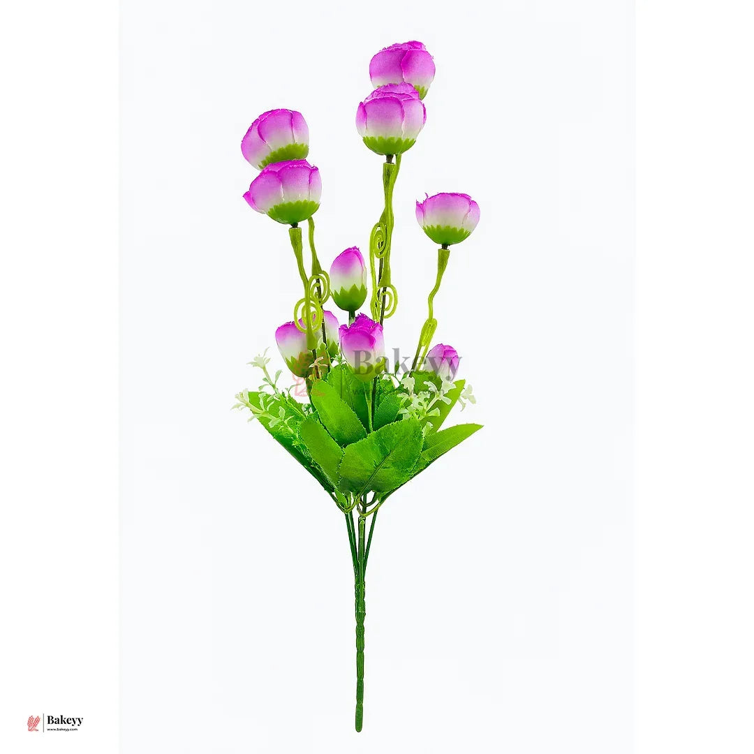 Artificial Purple & White Rose Bouquet – 35cm | Artificial Rose Bud Bunch – 10 Heads - Bakeyy.com - India - Artificial Purple & White Rose Bouquet – 35cm | Artificial Rose Bud Bunch – 10 Heads - Default Title