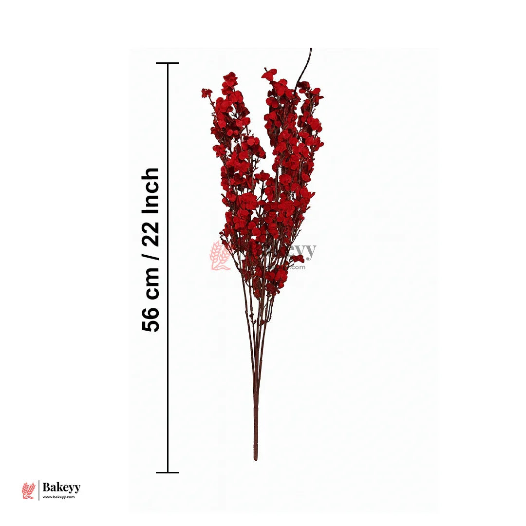 Artificial Red Blossom Stem – 56cm Faux Floral Spray for Home & Vase Decor  Bouquet – 56cm | Artificial Rose Bud Bunch –