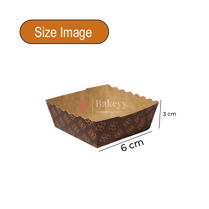 Brownie Bake N Serve Paper Trays | Pack of 50 | Floral Print Square Cups in Red, Blue & Brown for Elegant Baking & Serving - Bakeyy.com - India - Brownie Bake N Serve Paper Trays | Pack of 50 | Floral Print Square Cups in Red, Blue & Brown for Elegant Baking & Serving - Brown