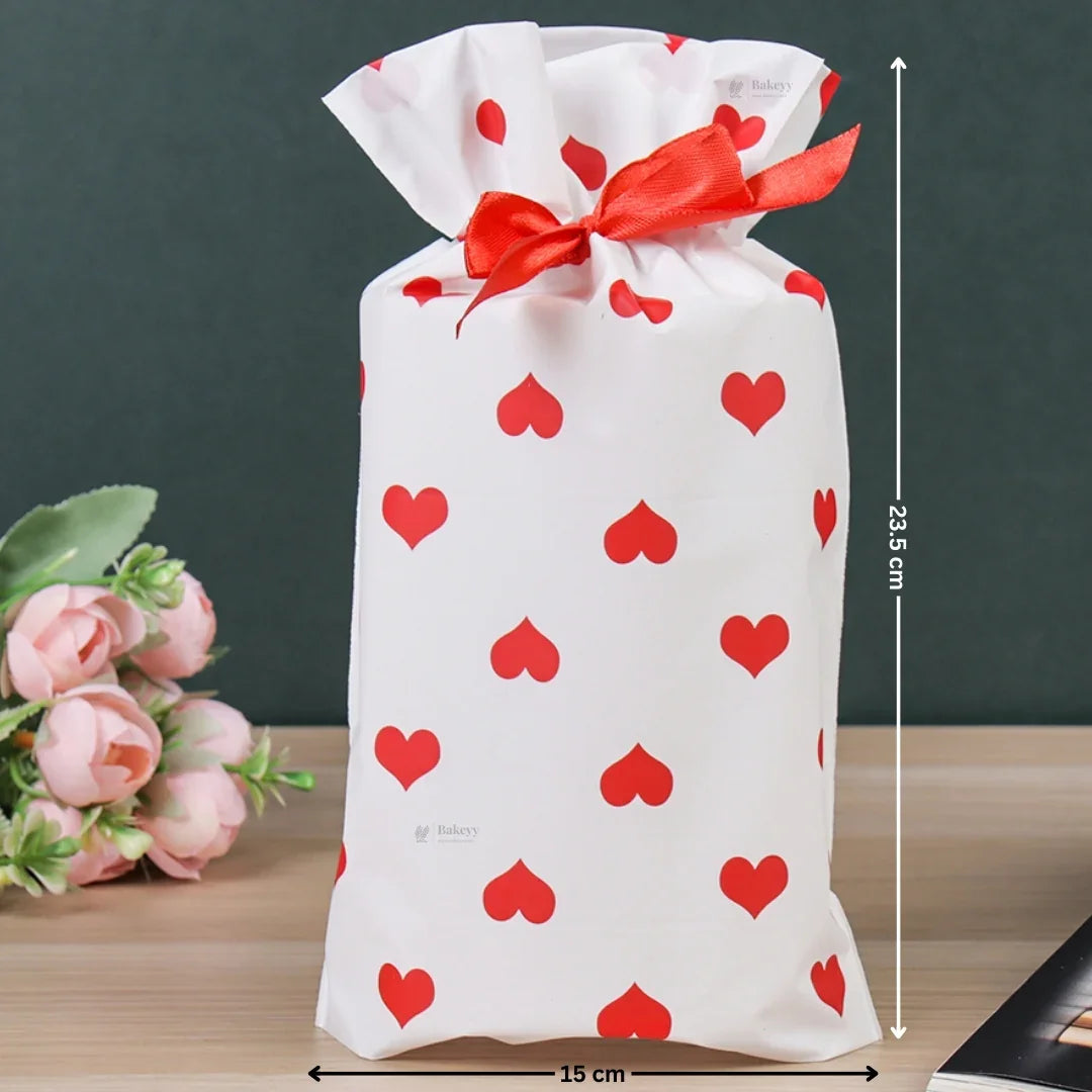 Red Hearts Stand Up Treat Favor Bags Gift Wrapper Bags for Candy Cookie Chocolate | Pack of 50 - Bakeyy.com - India - Red Hearts Stand Up Treat Favor Bags Gift Wrapper Bags for Candy Cookie Chocolate | Pack of 50 - Large 449.00