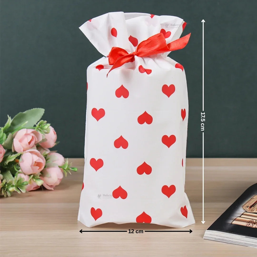 Red Hearts Stand Up Treat Favor Bags Gift Wrapper Bags for Candy Cookie Chocolate | Pack of 50 - Bakeyy.com - India - Red Hearts Stand Up Treat Favor Bags Gift Wrapper Bags for Candy Cookie Chocolate | Pack of 50 - Small 349.00