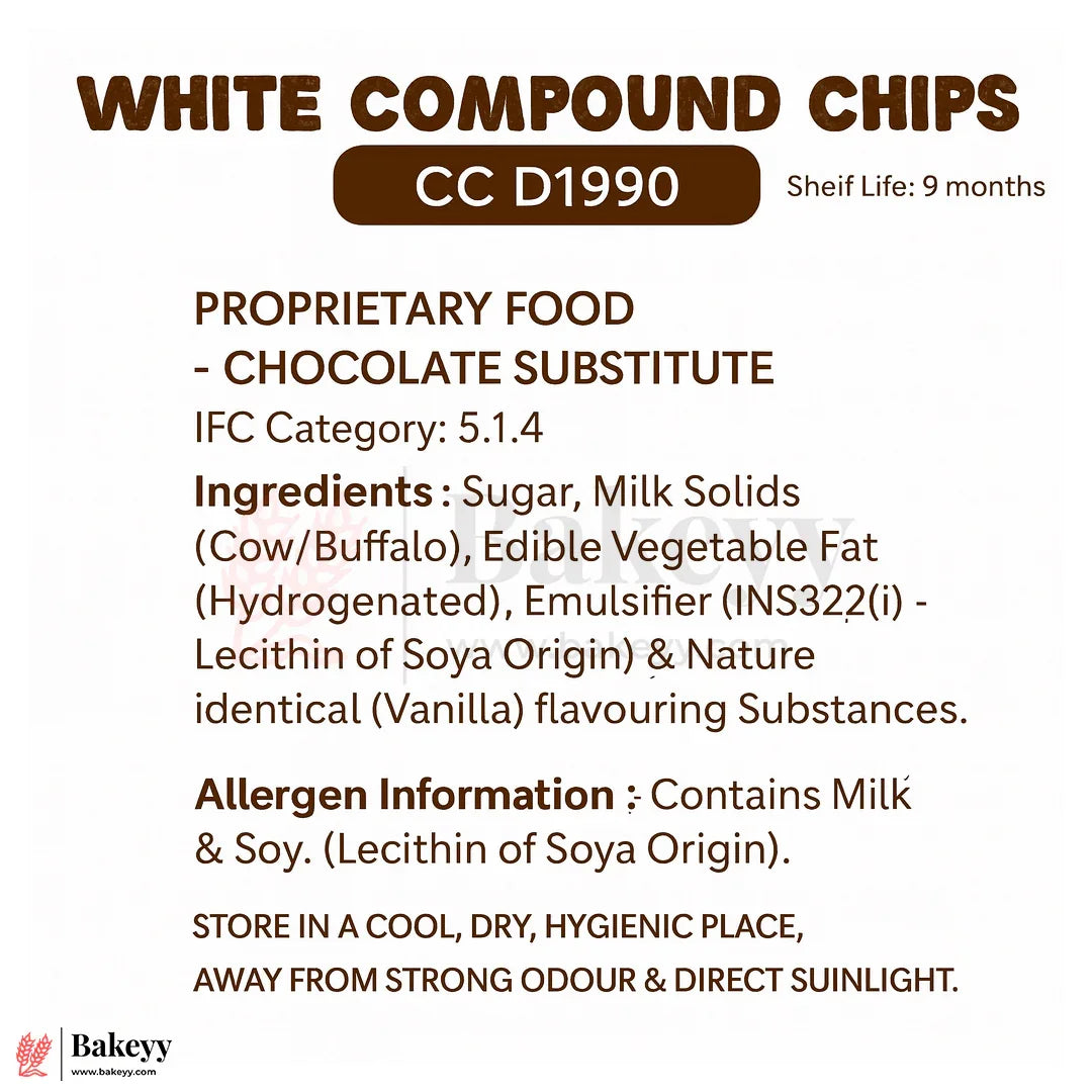 Morde White Compound Chips 500g – Smooth & Creamy Baking Chips for Cakes, Muffins, Desserts & Decoration