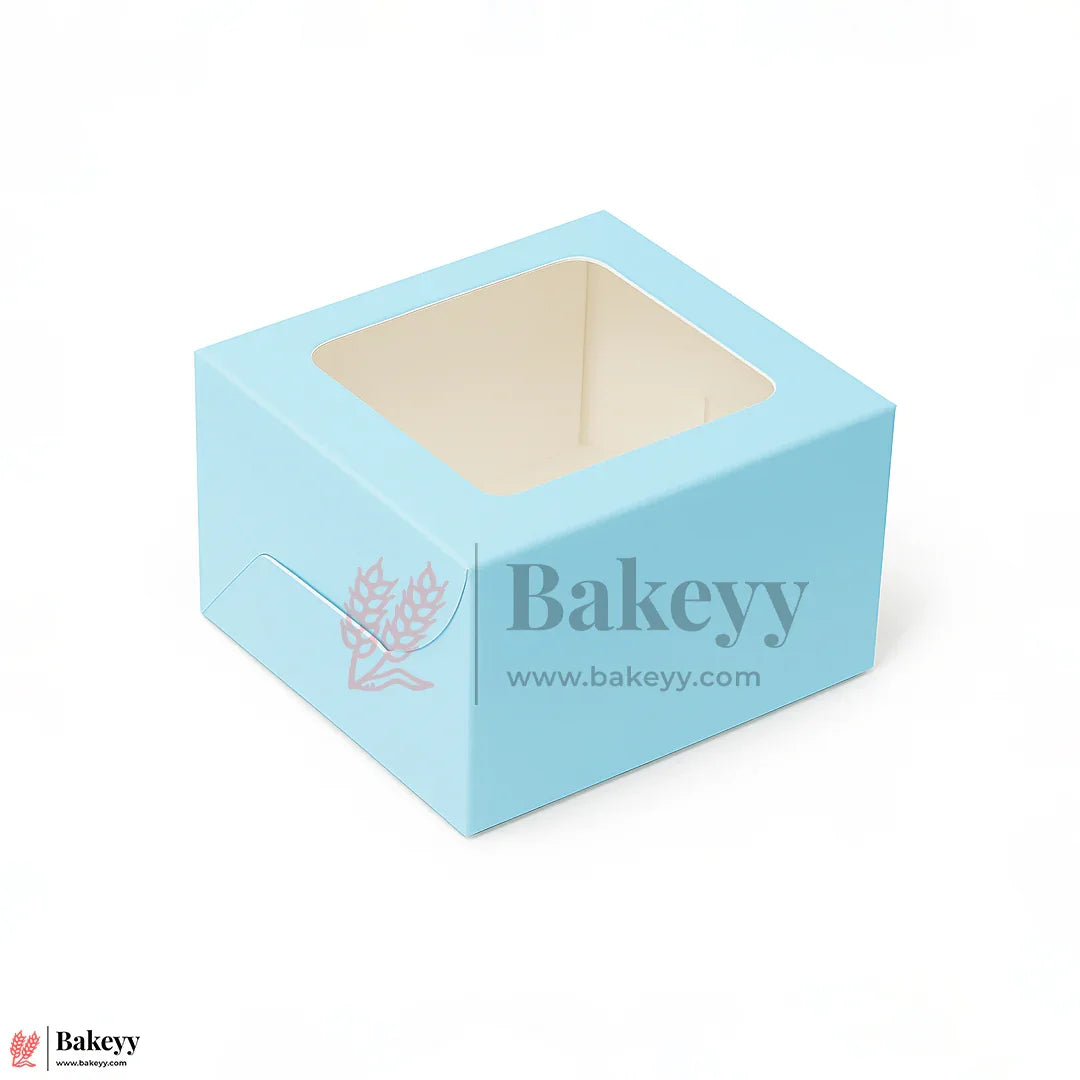 3x3x2 inch | 1 Sky Blue Single Brownie Box with Window | cookie packaging box | cookie box with clear window | Gift box | Pack of 50