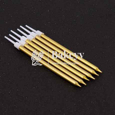 Golden Metallic Candle Pack of 6 pcs for Cake | Birthday | Anniversary | Thin Candles Birthday Cake Candles Long - Bakeyy.com - India - Golden Metallic Candle Pack of 6 pcs for Cake | Birthday | Anniversary | Thin Candles Birthday Cake Candles Long - Default Title