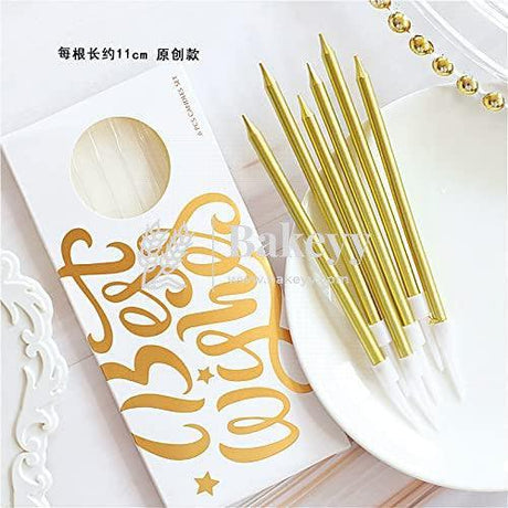 Golden Metallic Candle Pack of 6 pcs for Cake | Birthday | Anniversary | Thin Candles Birthday Cake Candles Long - Bakeyy.com - India - Golden Metallic Candle Pack of 6 pcs for Cake | Birthday | Anniversary | Thin Candles Birthday Cake Candles Long - Default Title