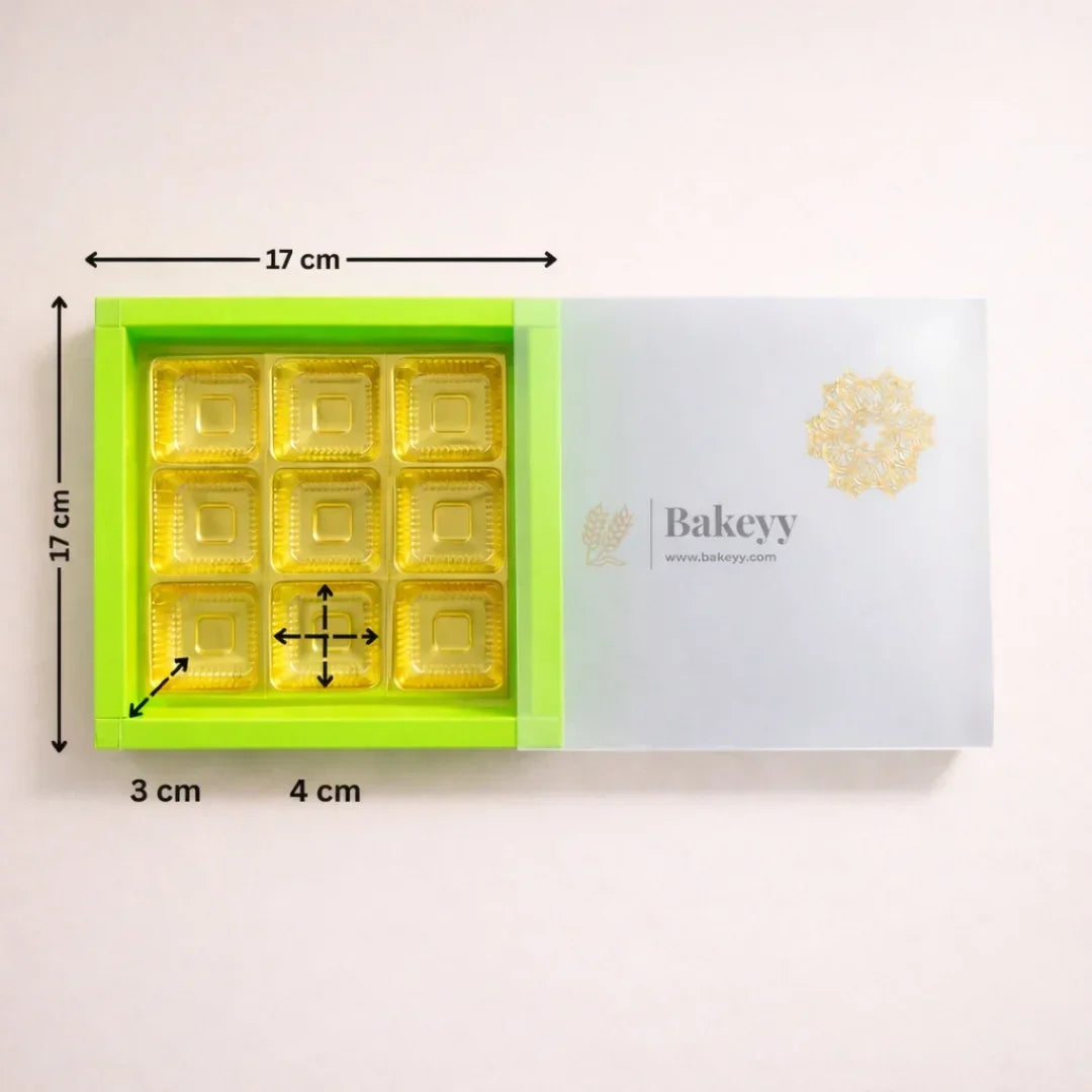 green Sliding Chocolate Box with Gold Cavity | Premium Rigid Gift Box for Chocolates | Pack of 10 (Copy) (Copy)