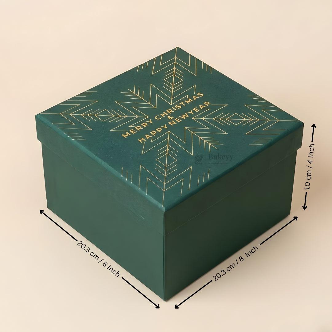 Christmas Green Cardboard Premium Hamper Box | Luxury Golden Print | Luxury Gift Hamper Box | Pack of 1