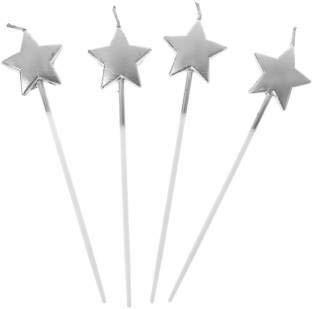 Happy Birthday Candles Cake Star Sliver | 4 pcs | For Birthday, Baby Shower, Wedding Party & Cake Decoration - Bakeyy.com - India - Happy Birthday Candles Cake Star Sliver | 4 pcs | For Birthday, Baby Shower, Wedding Party & Cake Decoration - Default Title