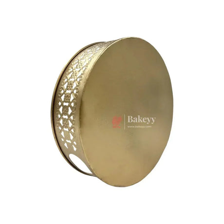 6 inch Elegant Golden Tray with Elephant Design | For Return Gifts | Round Metal Tray Home Decor Items |Decorative Tray - Bakeyy.com - India - 6 inch Elegant Golden Tray with Elephant Design | For Return Gifts | Round Metal Tray Home Decor Items |Decorative Tray - Pack of 1