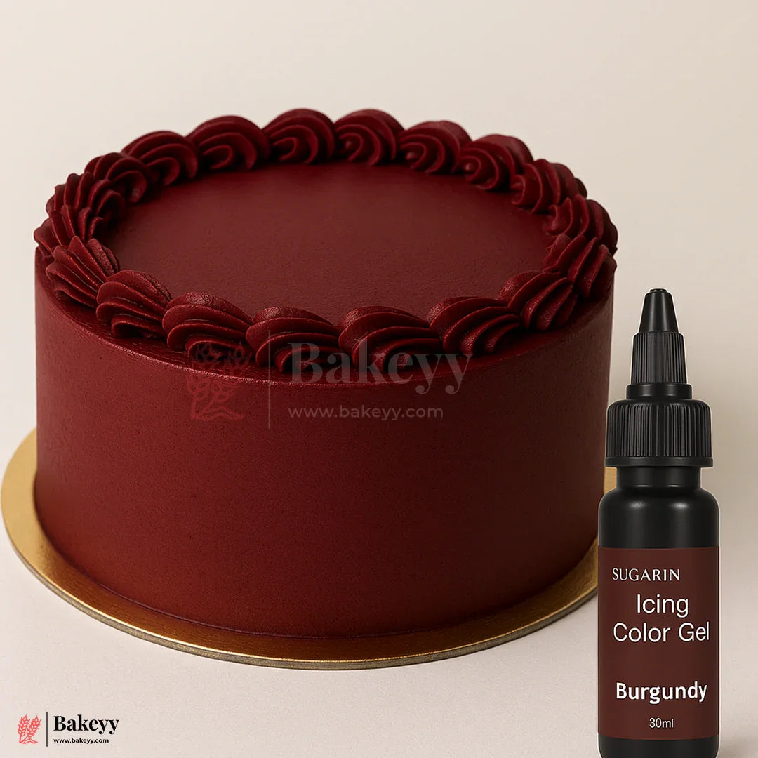 Sugarin Burgundy Icing Color Gel – 30ml | Vibrant Food Gel Color for Cakes, Fondant & More - Bakeyy.com - India - Sugarin Burgundy Icing Color Gel – 30ml | Vibrant Food Gel Color for Cakes, Fondant & More - Default Title