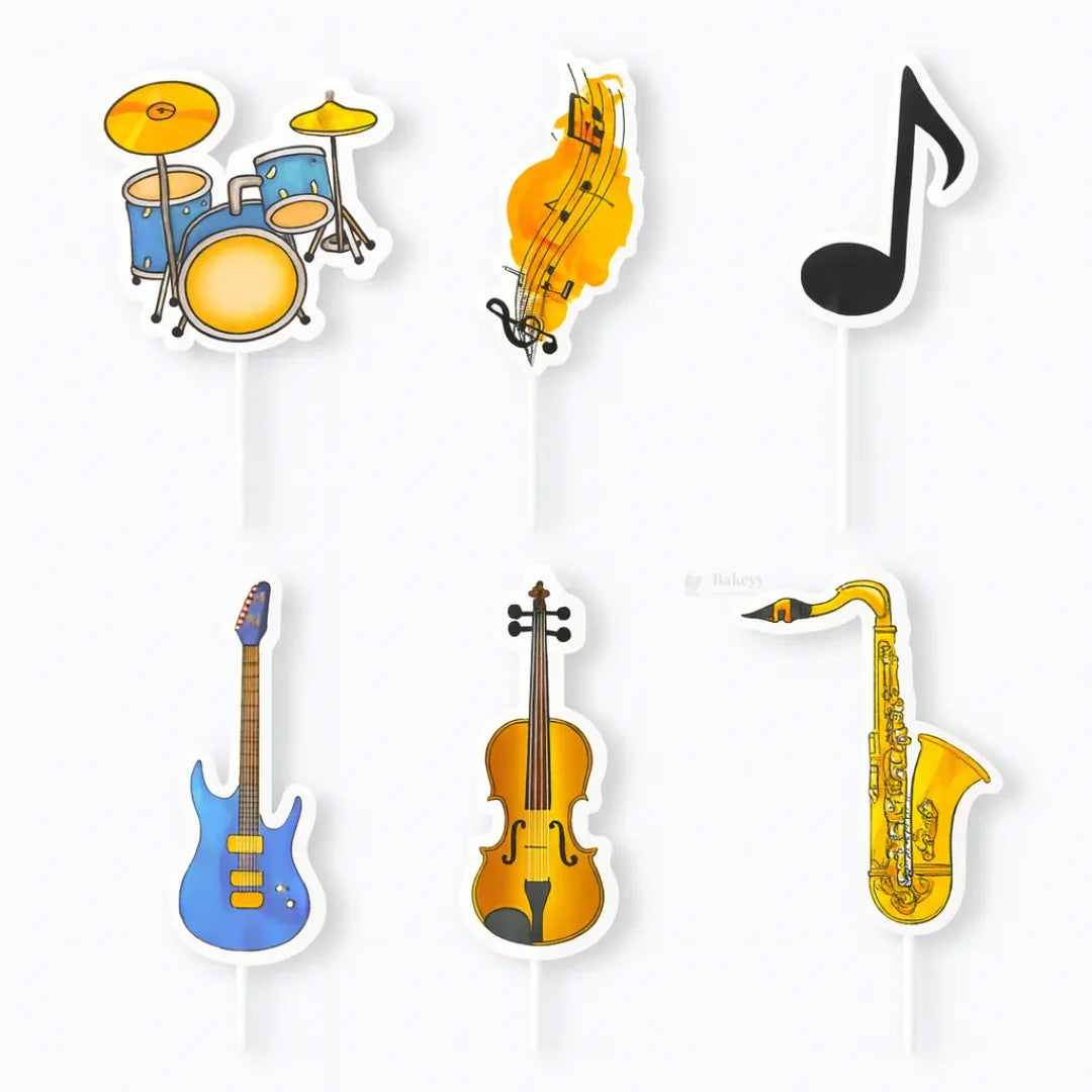 Hobbies & Lifestyle Cake Toppers | Fun Hobby-Themed Decor Picks | Assorted Adult Theme Pack | Pack of 6 - Bakeyy.com - India - Hobbies & Lifestyle Cake Toppers | Fun Hobby-Themed Decor Picks | Assorted Adult Theme Pack | Pack of 6 - Music Instrument 1 13.00
