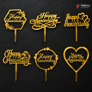 4 Inch Happy Anniversary Acrylic Cake Topper | Pack of 1
