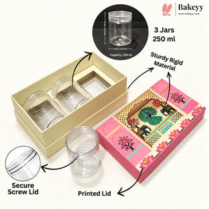 250ml 3-Jars | Small | Traditional Printed Gift Hamper Box | Pack of 1