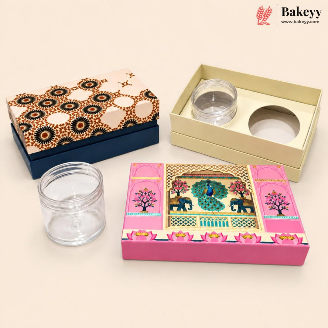400ml 2-Jars | Medium | Traditional Printed Gift Hamper Box with Transparent Jars | Pack of 1