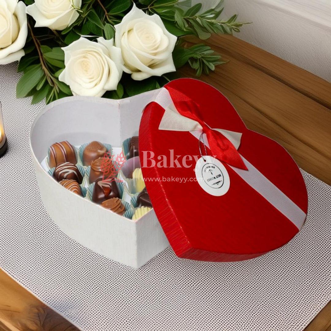 Red And White Valentine Gift Box | Valentine Gift | Heart Shape Gift Box with Ribbon - Bakeyy.com - India - Red And White Valentine Gift Box | Valentine Gift | Heart Shape Gift Box with Ribbon - Large