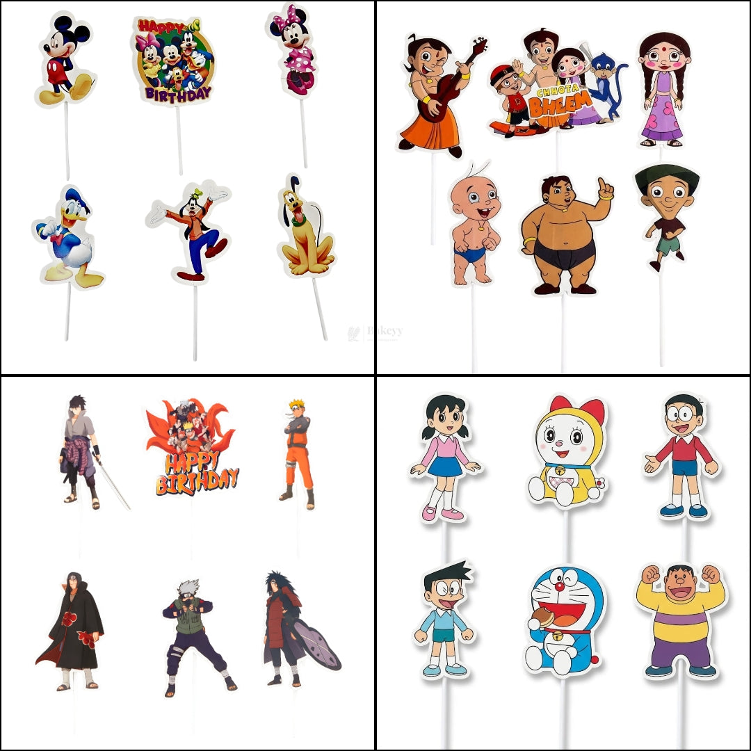 Kids Movies & Shows Cake Toppers | Birthday Party Decor | Birthday Cake Decor | Pack of 6