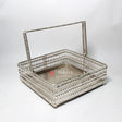 8 Inch Elegant Silver-Plated Square Basket with Handle | Premium Multipurpose Decorative Tray - Bakeyy.com - India - 8 Inch Elegant Silver-Plated Square Basket with Handle | Premium Multipurpose Decorative Tray - Default Title