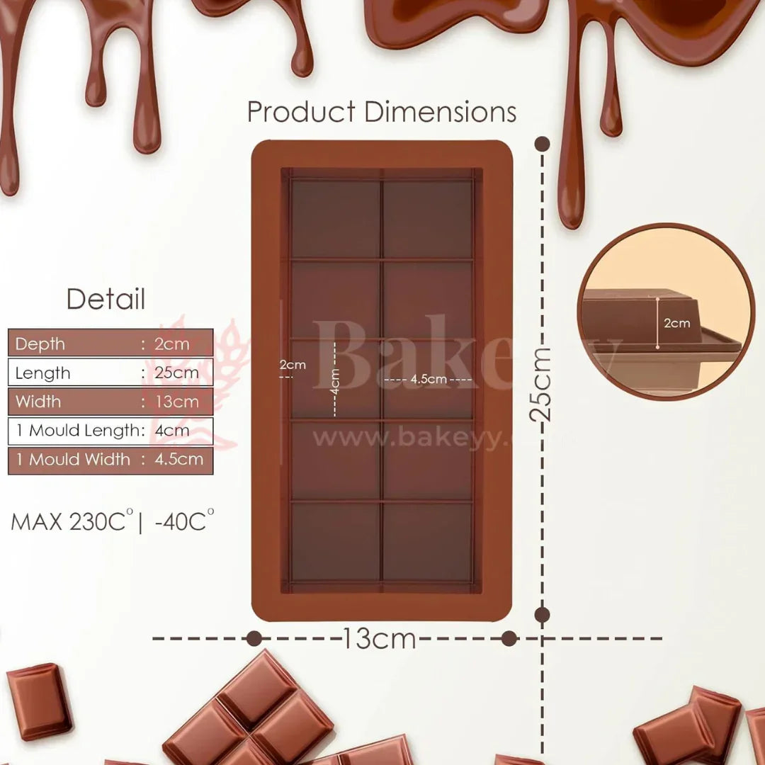 10 Piece Kunafa Bar Chocolate Mould | Silicone Bar Mould | 1 Piece - Bakeyy.com - India - 10 Piece Kunafa Bar Chocolate Mould | Silicone Bar Mould | 1 Piece - Default Title