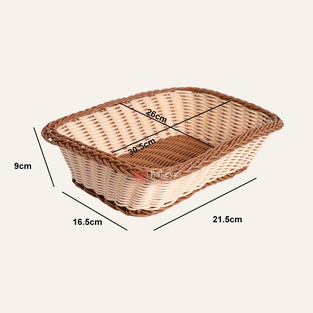 Rectangle Rustic Woven & Serving Basket | Natural Finish| 1 Piece - Bakeyy.com - India - Rectangle Rustic Woven & Serving Basket | Natural Finish| 1 Piece - Large