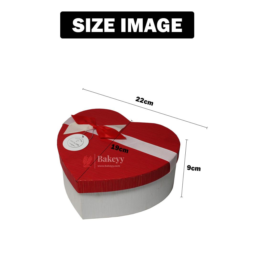Red And White Valentine Gift Box | Valentine Gift | Heart Shape Gift Box with Ribbon - Bakeyy.com - India - Red And White Valentine Gift Box | Valentine Gift | Heart Shape Gift Box with Ribbon - Large