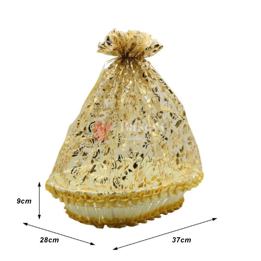 Large | Gold Oval Decorative Net Basket | Hamper Basket | Pack of 1 - Bakeyy.com - India - Large | Gold Oval Decorative Net Basket | Hamper Basket | Pack of 1 - Default Title
