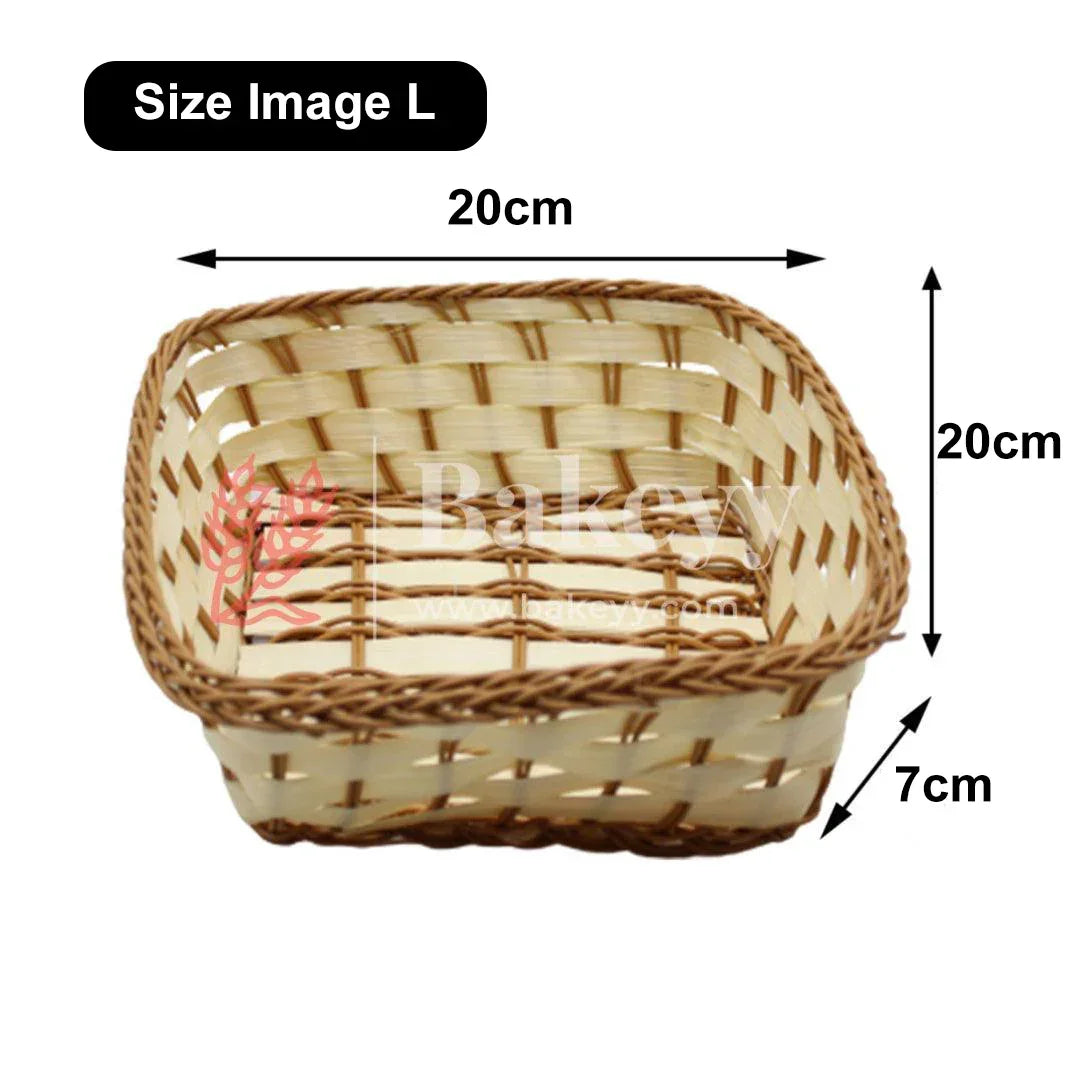 Handmade Square Wicker Basket | Multipurpose Storage & Gift Hamper Tray | 1 Piece - Bakeyy.com - India - Handmade Square Wicker Basket | Multipurpose Storage & Gift Hamper Tray | 1 Piece - Large