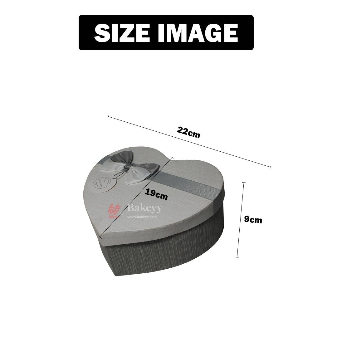 Grey And White Valentine Gift Box | Valentine Gift | Heart Shape Gift Box with Ribbon - Bakeyy.com - India - Grey And White Valentine Gift Box | Valentine Gift | Heart Shape Gift Box with Ribbon - Large