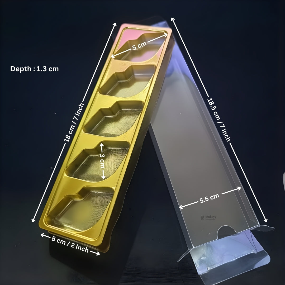 5 Cavity Lips & Heart Shaped Chocolate Packaging Box with Inner Tray | Premium Gold Finish Truffle & Sweet Box | Two Design Options Available | Pack of 10