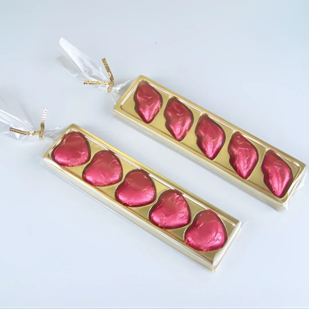 5 Cavity Lips & Heart Shaped Chocolate Packaging Box with Inner Tray | Premium Gold Finish Truffle & Sweet Box | Two Design Options Available | Pack of 10 - Bakeyy.com - India - 5 Cavity Lips & Heart Shaped Chocolate Packaging Box with Inner Tray | Premium Gold Finish Truffle & Sweet Box | Two Design Options Available | Pack of 10 - Lips 1 130.00